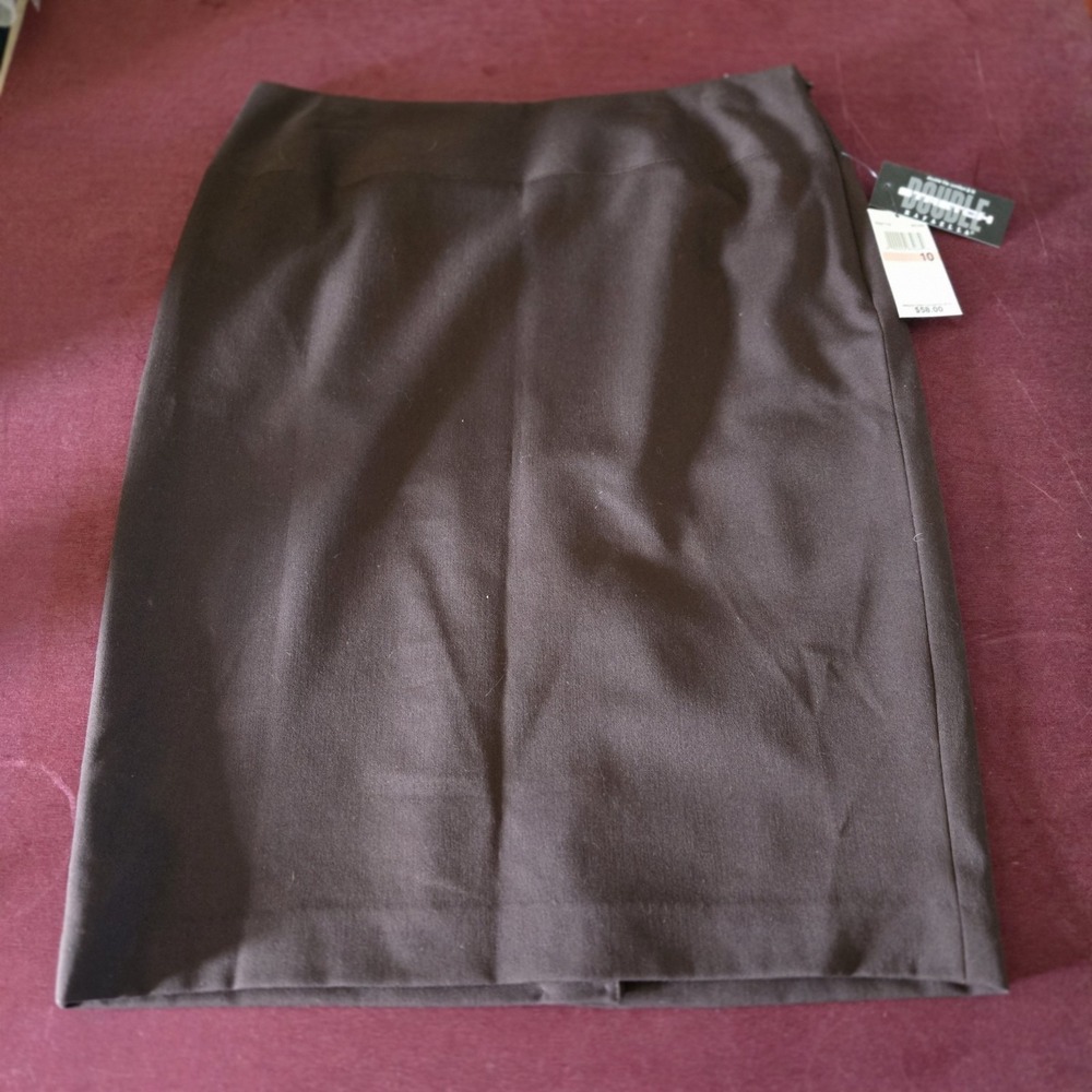 Rafaella Skirt Womens 10  Brown Solid Lined Career Side Zip Closet Staple
